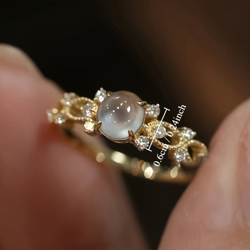 Moonstone Copper Ring with Sparkling Accents - Perfect for Her